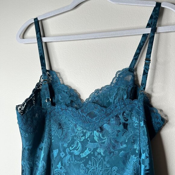 Victoria's Secret GOLD LABEL Blue Green Satin Nightgown Women's Size Medium M - Picture 5 of 6
